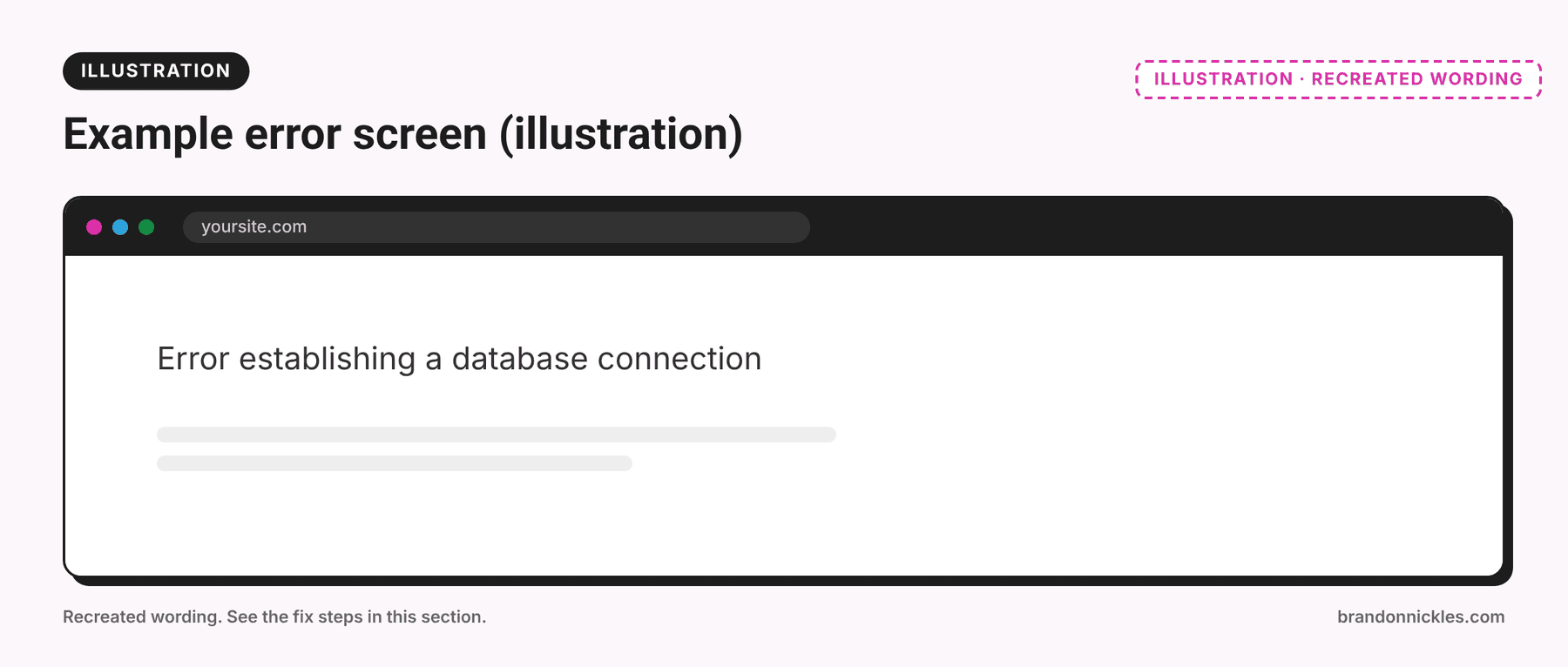 Illustration of a WordPress database connection error message